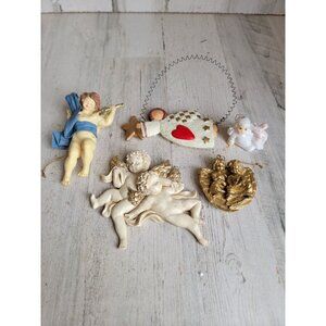 Angelic cherub‎ ornament Xmas religious set Bunny unique